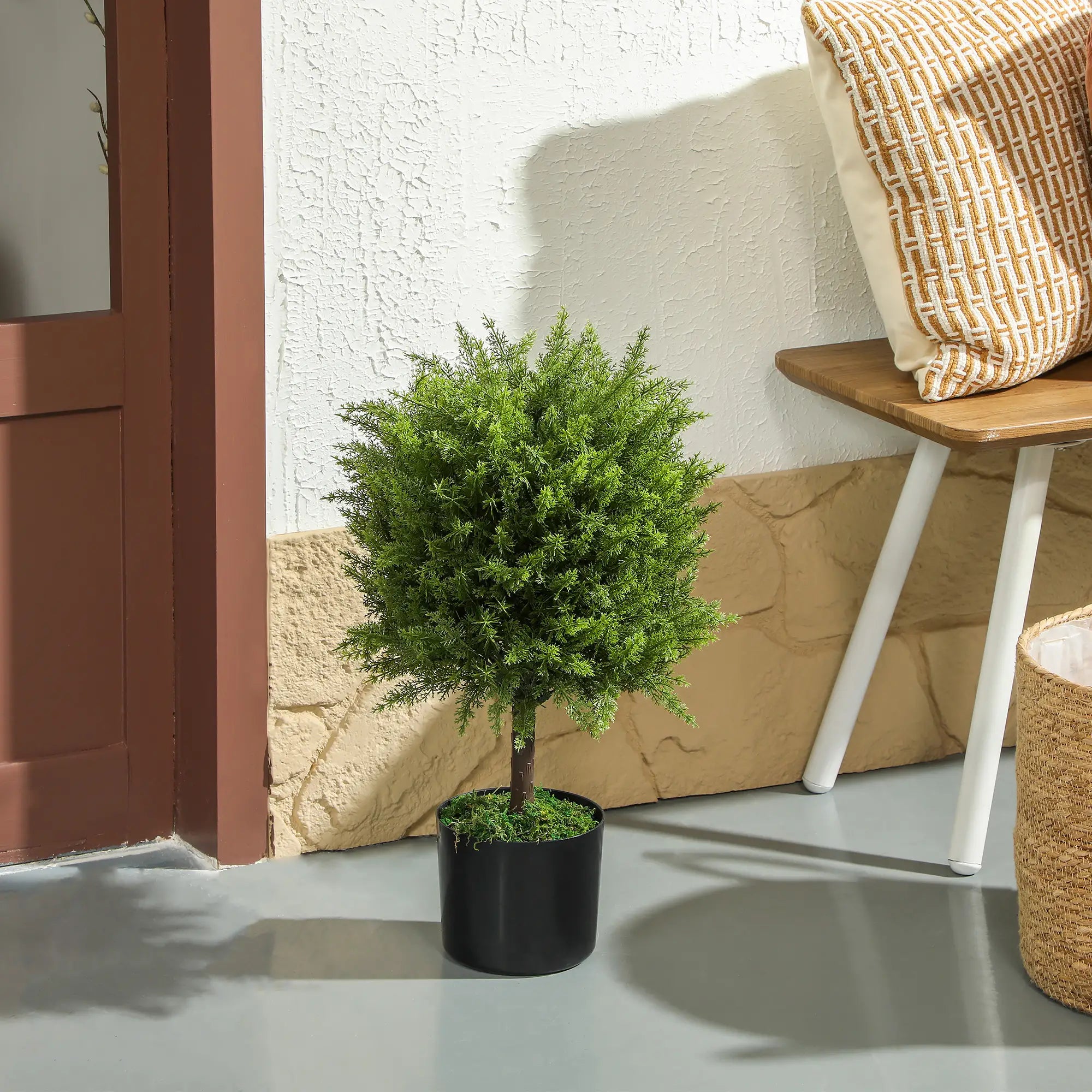 Set of 2 Artificial Cedar Topiary Trees in Pots, Green Artificial Trees at Gallery Canada