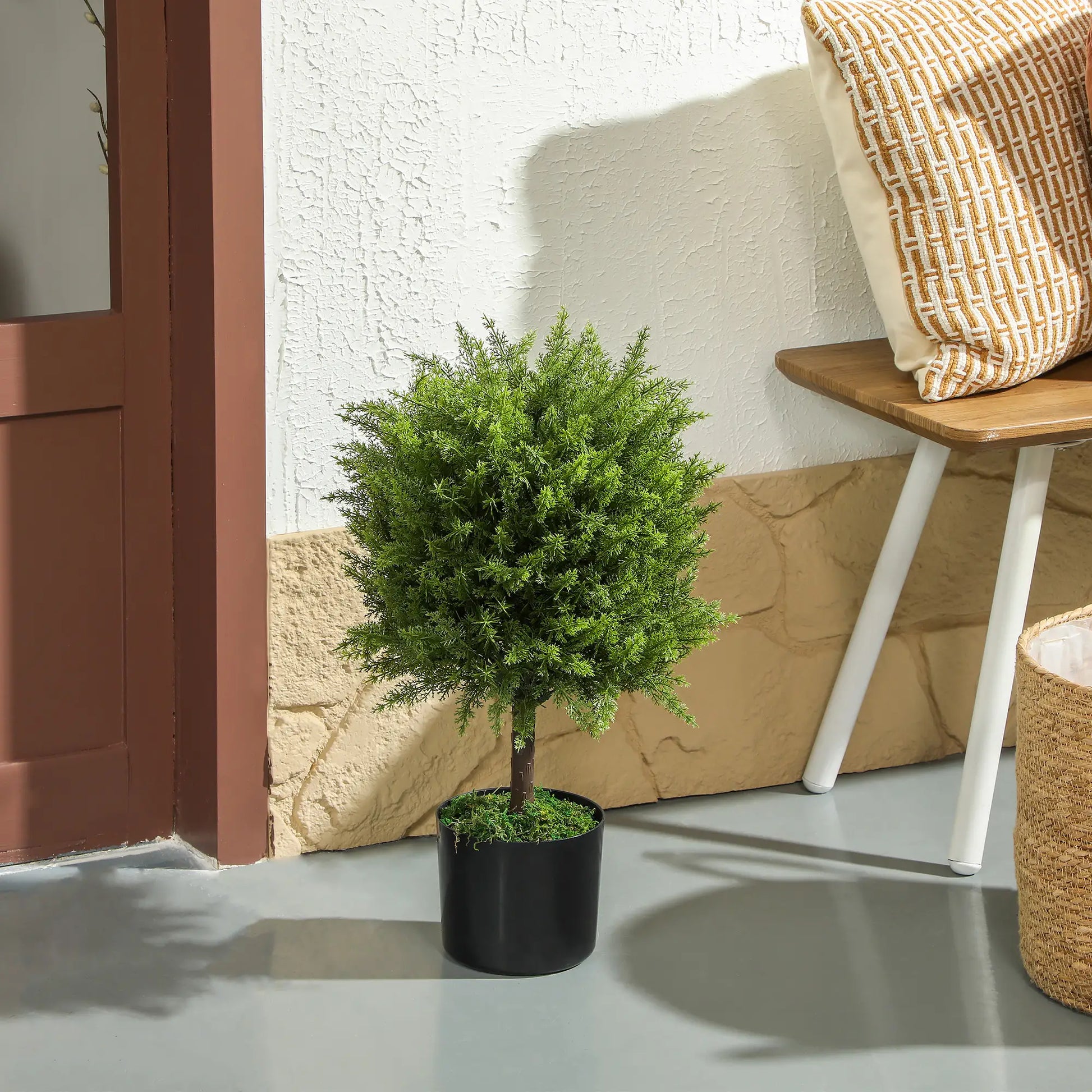 Set of 2 Artificial Cedar Topiary Trees in Pots, Green Artificial Trees at Gallery Canada