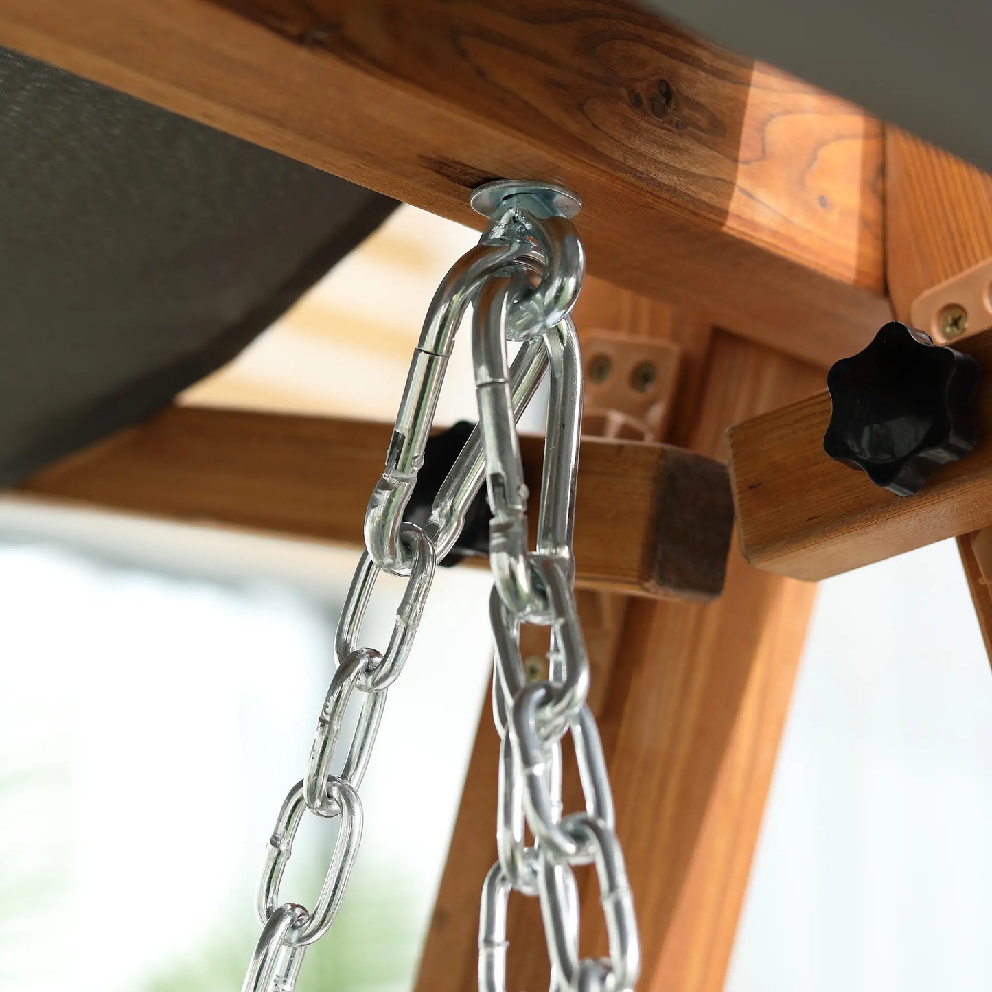 3 Seater Patio Swing Chair, Convertible Cushioned Porch Swing Bed with Canopy, Wood Frame Patio Swings with Stand at Gallery Canada