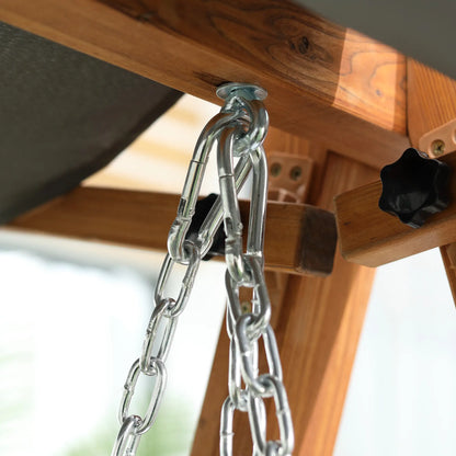 3 Seater Patio Swing Chair, Convertible Cushioned Porch Swing Bed with Canopy, Wood Frame Patio Swings with Stand at Gallery Canada