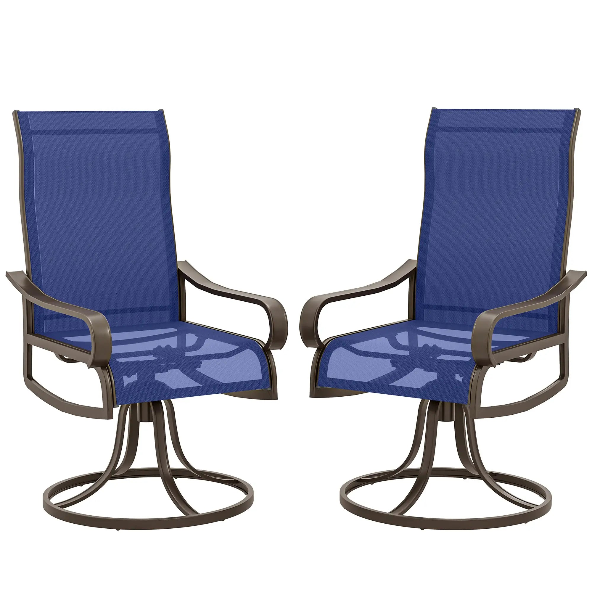 Swivel Rocking Outdoor Chairs, Set of 2, Breathable Mesh, Navy Blue Bistro Sets at Gallery Canada