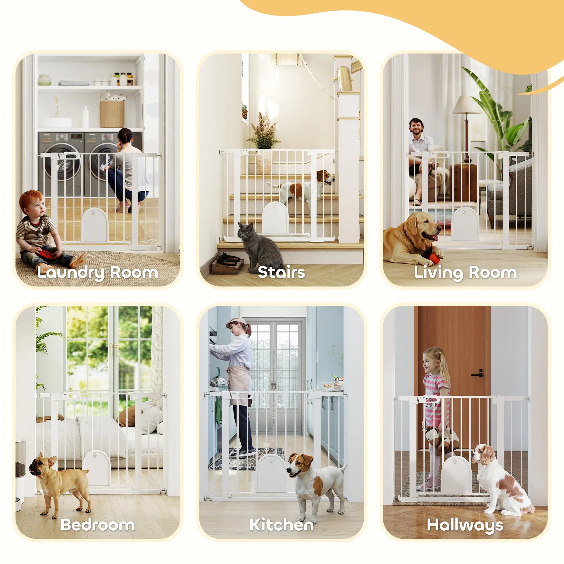 30"-41" Extra Wide Pet Gate, Small Door, 30"H, White Houses, Kennels & Pens at Gallery Canada