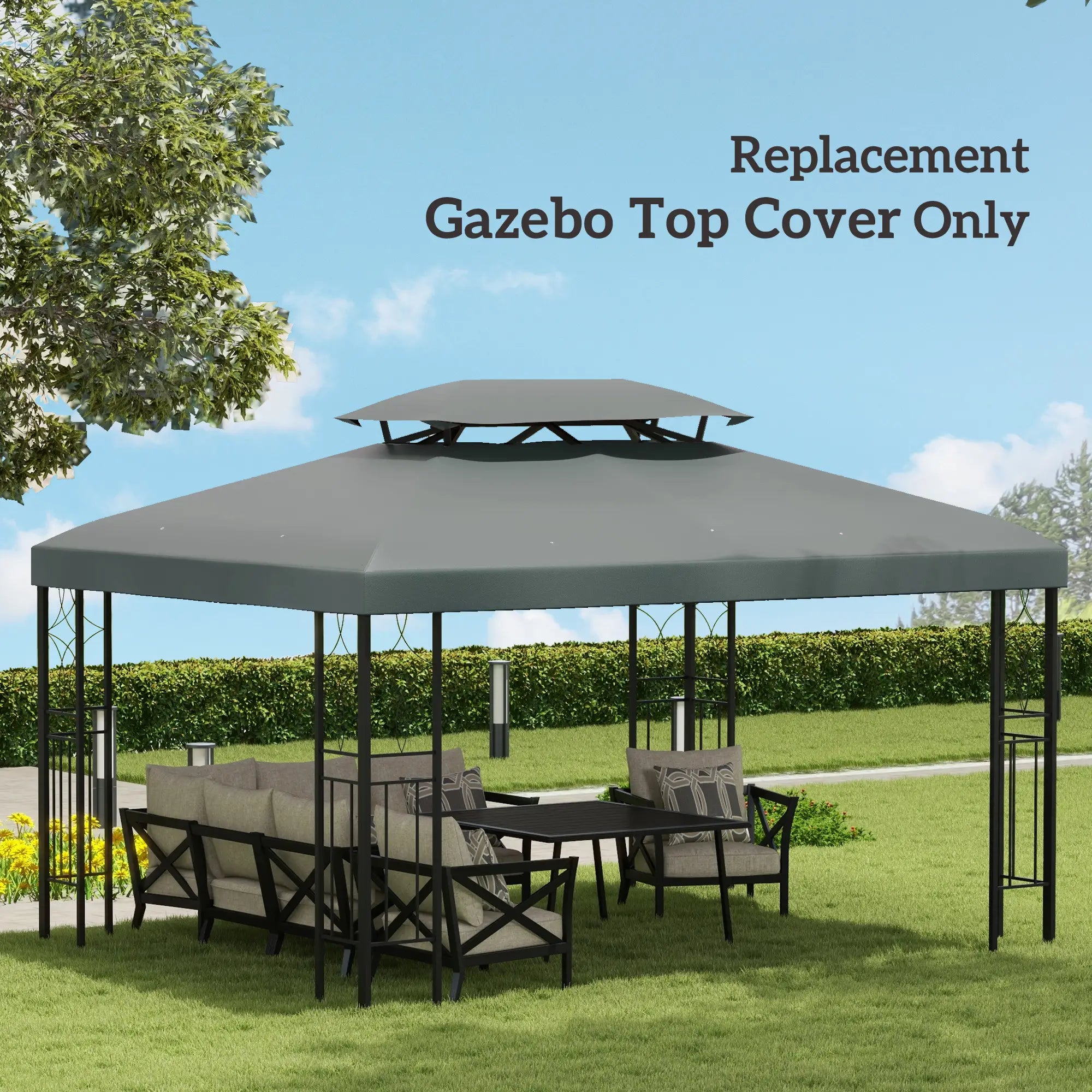 13' x 10' Gazebo Replacement Canopy, 2 Tier Top UV Cover, Deep Grey Gazebo Canopy Replacement at Gallery Canada