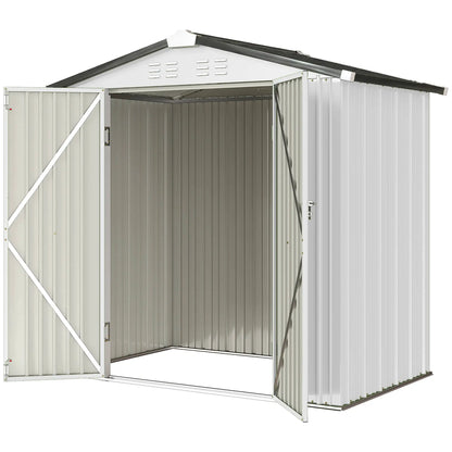 6.5' x 4' Outdoor Storage Shed, Metal Garden Shed, Silver-White Sheds Silver-White at Gallery Canada