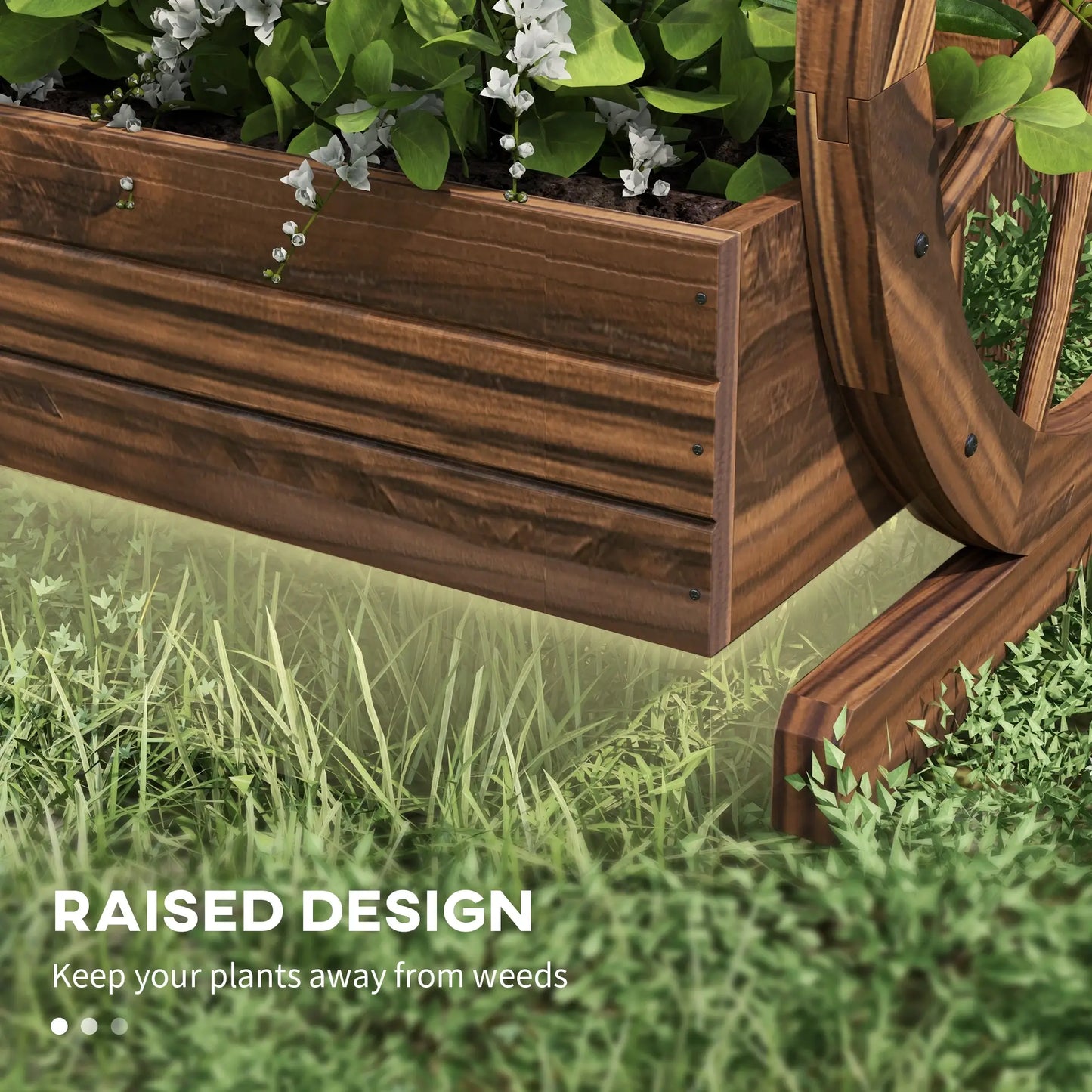2-Tier Raised Garden Bed, Wooden Wagon Planter Box, Carbonized Wooden Planter Boxes at Gallery Canada