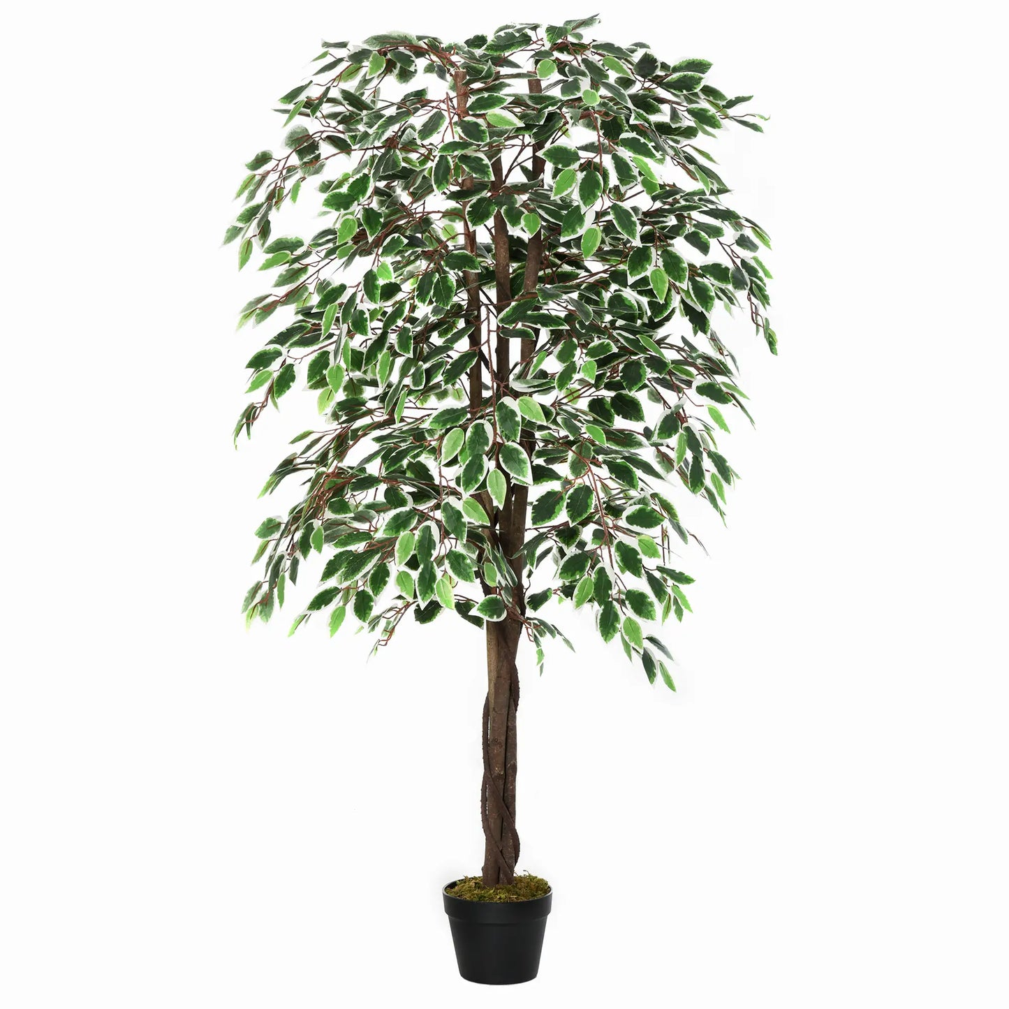 5.3ft Artificial Ficus Tree, Indoor Fake Plant with Pot, Home Office Decor Artificial Trees Green, Black at Gallery Canada