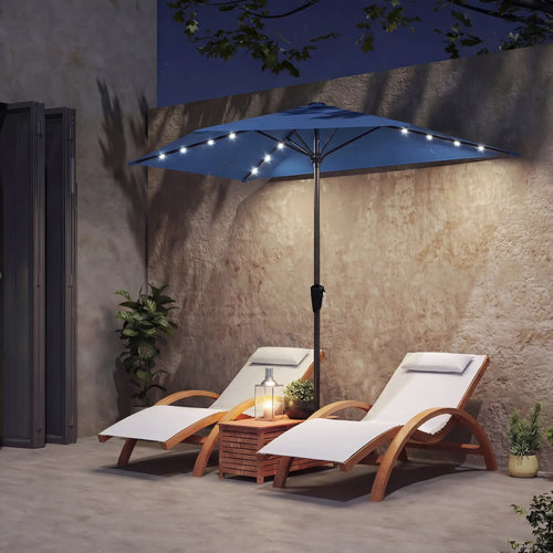 Half Patio Umbrella With Solar LED Lights, Crank, 105.1