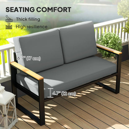 2 Seater 5" Thick Outdoor Seat Cushions, 7" Backrest, Light Grey Patio Chair Cushions at Gallery Canada