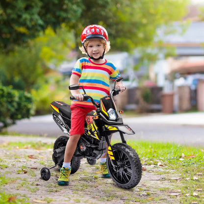 12V Kids Electric Motorcycle, Battery-Powered Dirt Bike, Training Wheels, Yellow Electric Ride On Toys at Gallery Canada