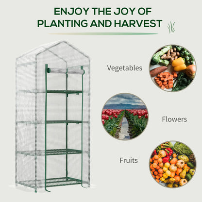 28" x 20" x 63" Portable Greenhouse, 4 Tier Shelves, Steel Frame, PE Cover, White Walk In Greenhouses at Gallery Canada