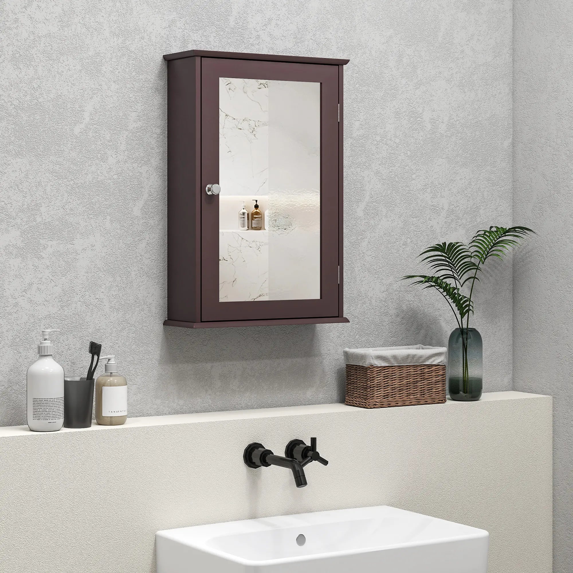 Bathroom Mirror Cabinet, Wall Mounted Medicine Cabinet, Dark Brown Mirror Medicine Cabinets at Gallery Canada