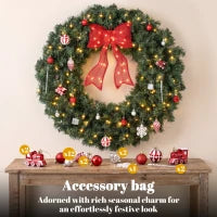 Artificial Xmas Wreath 36" Pre-Lit 130 LED Lights, Green