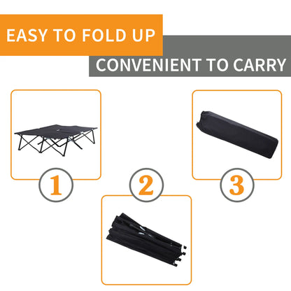 76" Two Person Folding Camping Cot, Portable Military Bed, Black Camping Cots at Gallery Canada