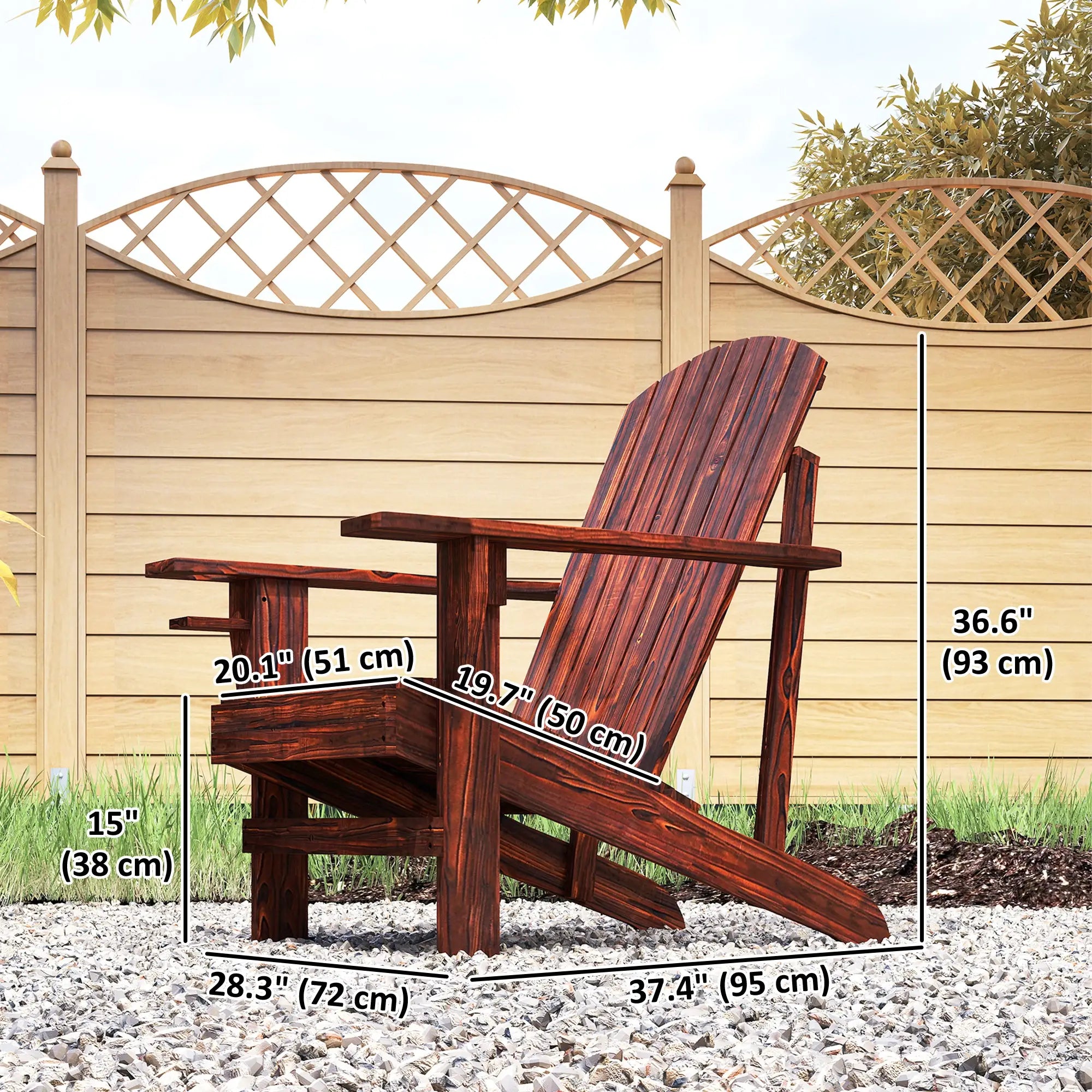 Classic Adirondack Chair, Garden Deck Chair with Cup Holder, Brown Patio Chairs at Gallery Canada