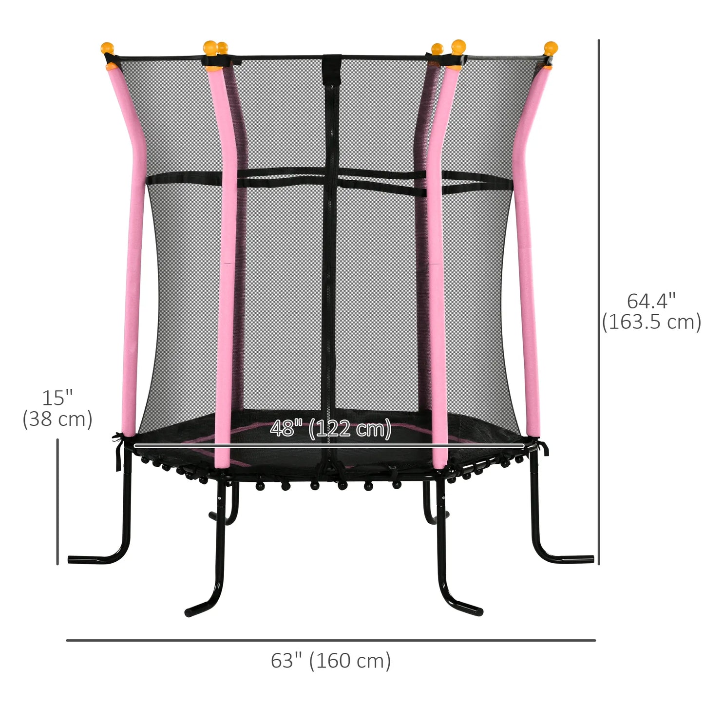 64" Kids Trampoline, Indoor Outdoor Bouncer, Enclosure Net, Pink Trampolines at Gallery Canada