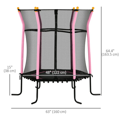 64" Kids Trampoline, Indoor Outdoor Bouncer, Enclosure Net, Pink Trampolines at Gallery Canada
