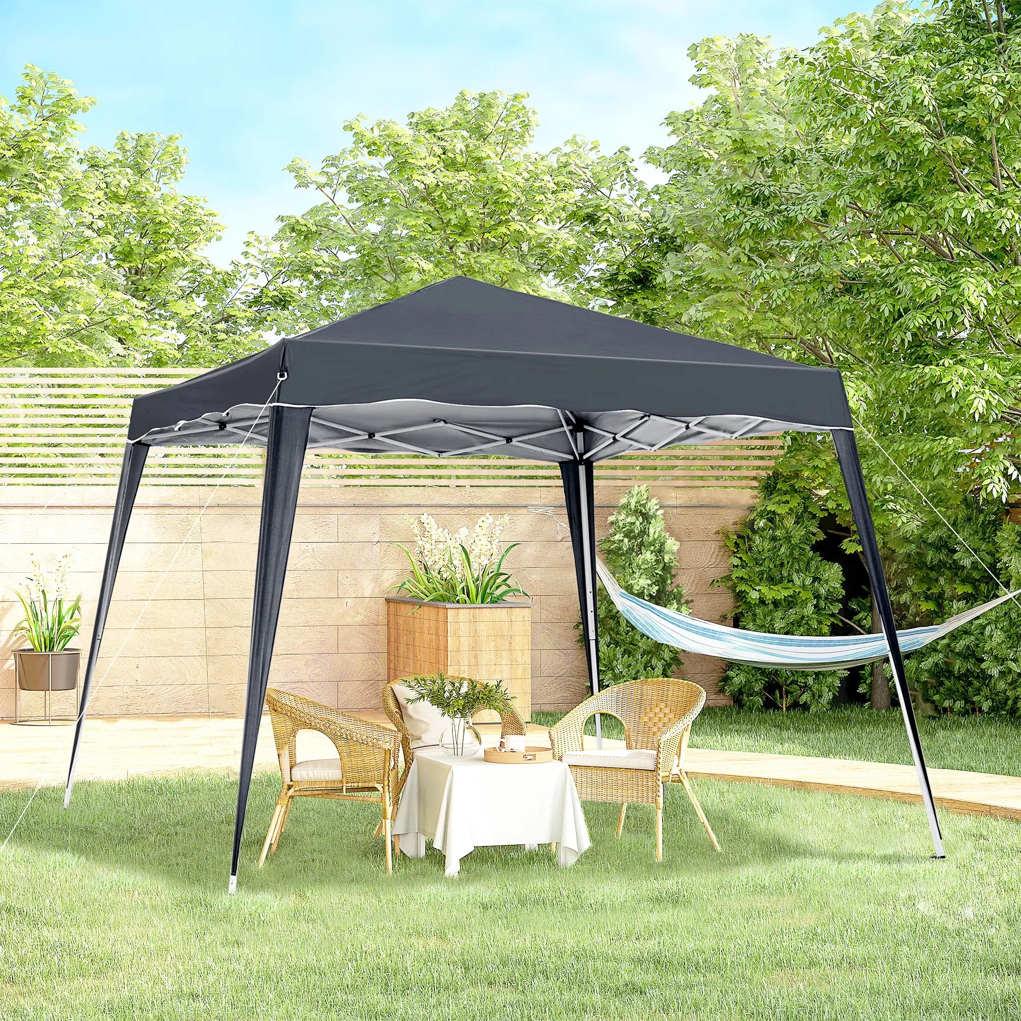8' x 8' Pop Up Canopy, Foldable Outdoor Tent, Portable with Carrying Bag, Black Pop Up Canopies at Gallery Canada