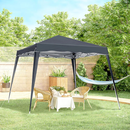 8' x 8' Pop Up Canopy, Foldable Outdoor Tent, Portable with Carrying Bag, Black Pop Up Canopies at Gallery Canada