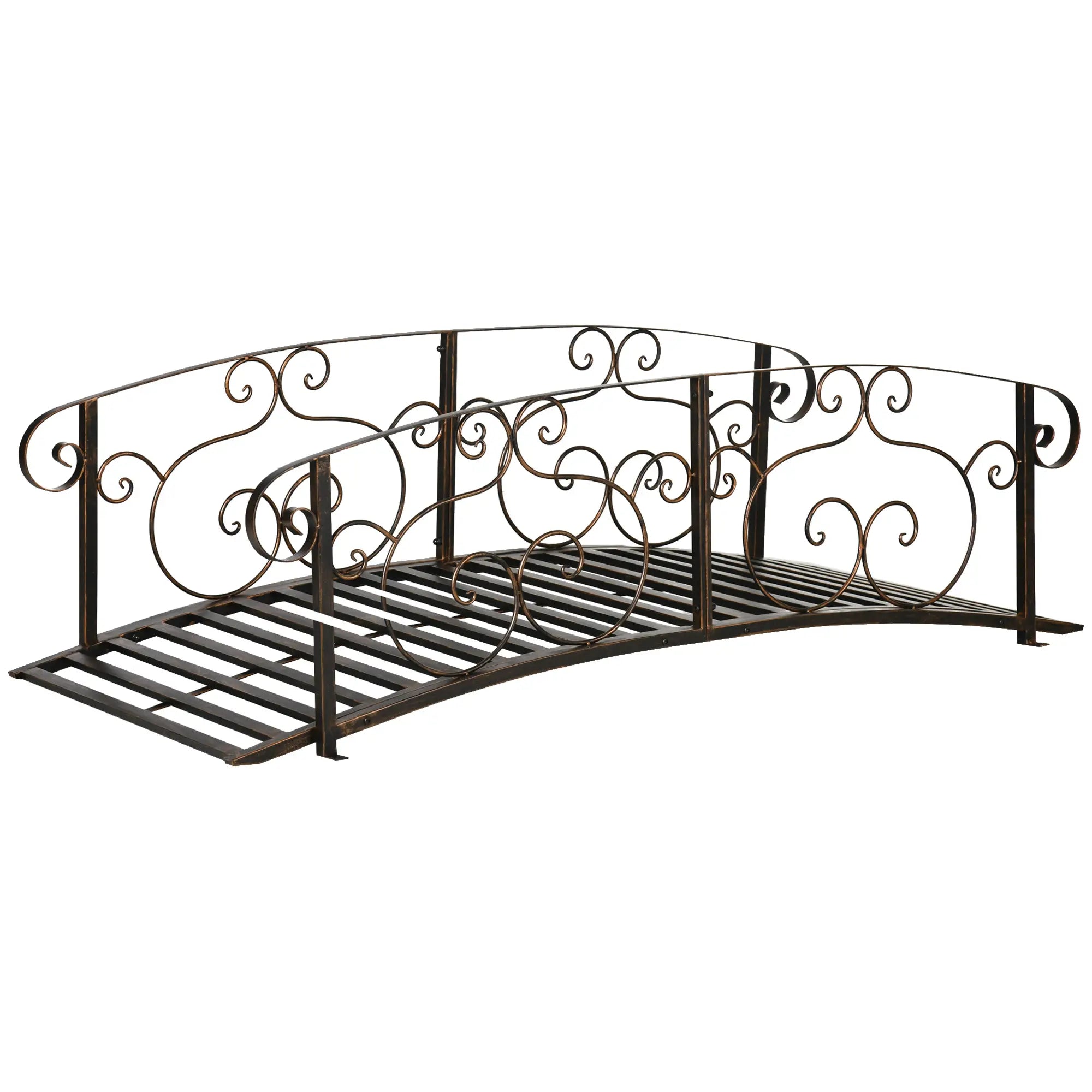 6FT Steel Garden Bridge, Decorative Arc Landscaping Bridge, Brown Garden Bridges Brown at Gallery Canada