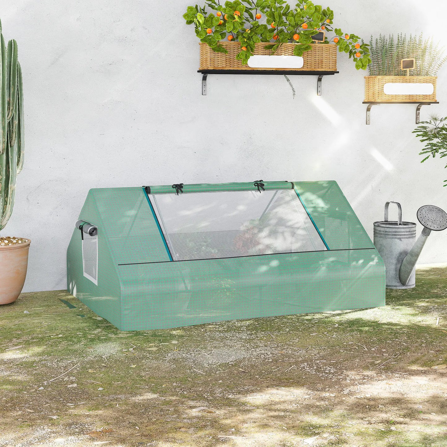 71" x 55" x 32" Mini Greenhouse, Portable Hot House for Plants, 2 Large Windows, Ground Nails, Green Mini Greenhouses at Gallery Canada