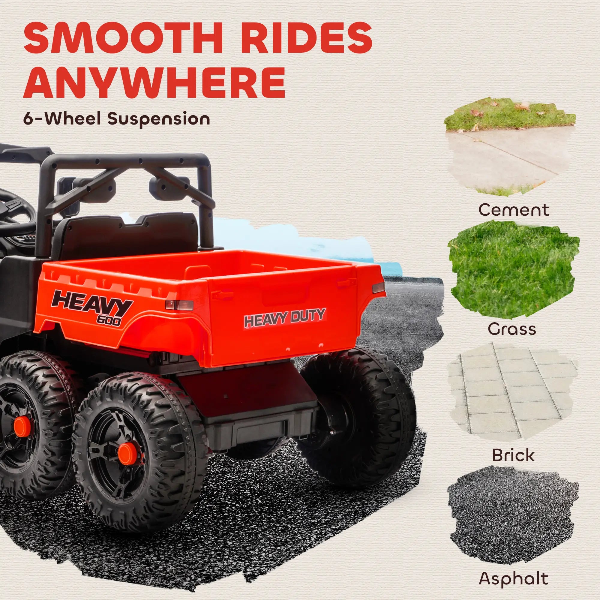 24V 4WD Kids Ride On Truck, 6 Wheels, 2 Seater, Remote, Dump Bed, Red Electric Toy Cars at Gallery Canada