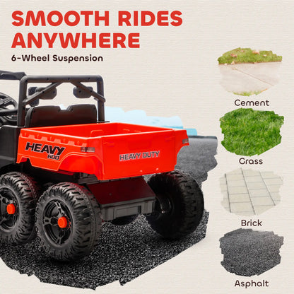 24V 4WD Kids Ride On Truck, 6 Wheels, 2 Seater, Remote, Dump Bed, Red Electric Toy Cars at Gallery Canada