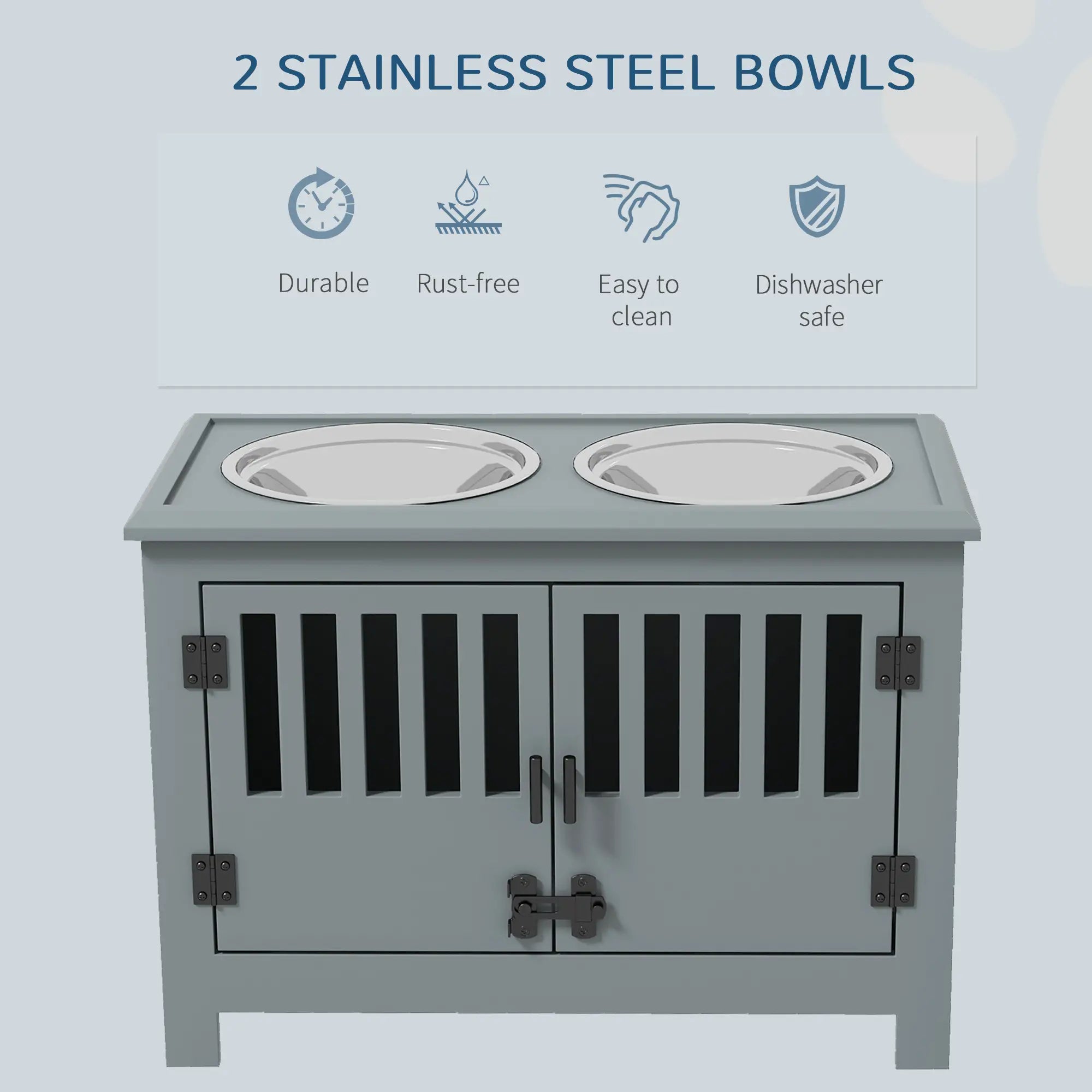 Raised Dog Bowls, 2 Stainless Bowls with Storage, XL, Grey Dog Bowls at Gallery Canada