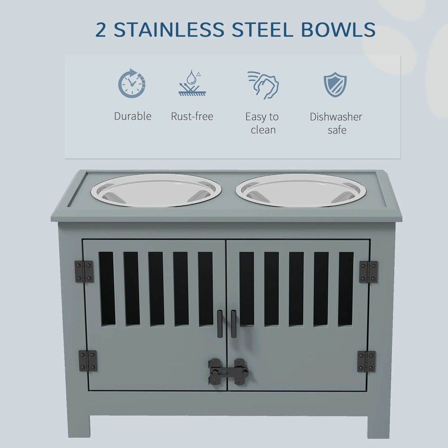 Raised Dog Bowls, 2 Stainless Bowls with Storage, XL, Grey Dog Bowls at Gallery Canada