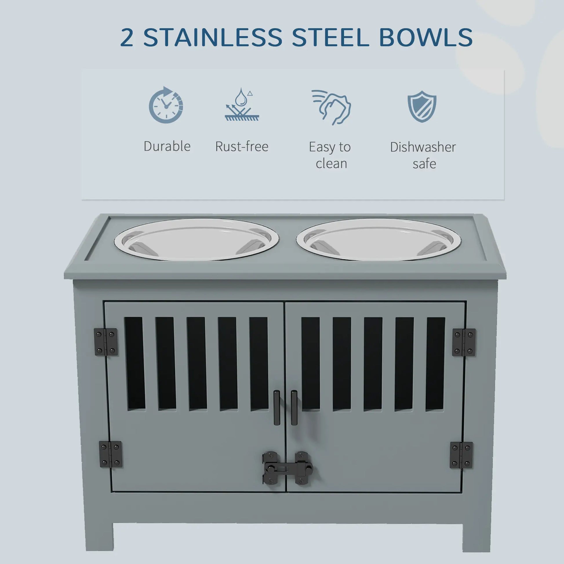Raised Dog Bowls, 2 Stainless Bowls with Storage, XL, Grey Dog Bowls at Gallery Canada