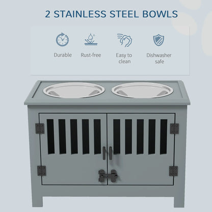 Raised Dog Bowls, 2 Stainless Bowls with Storage, XL, Grey Dog Bowls at Gallery Canada