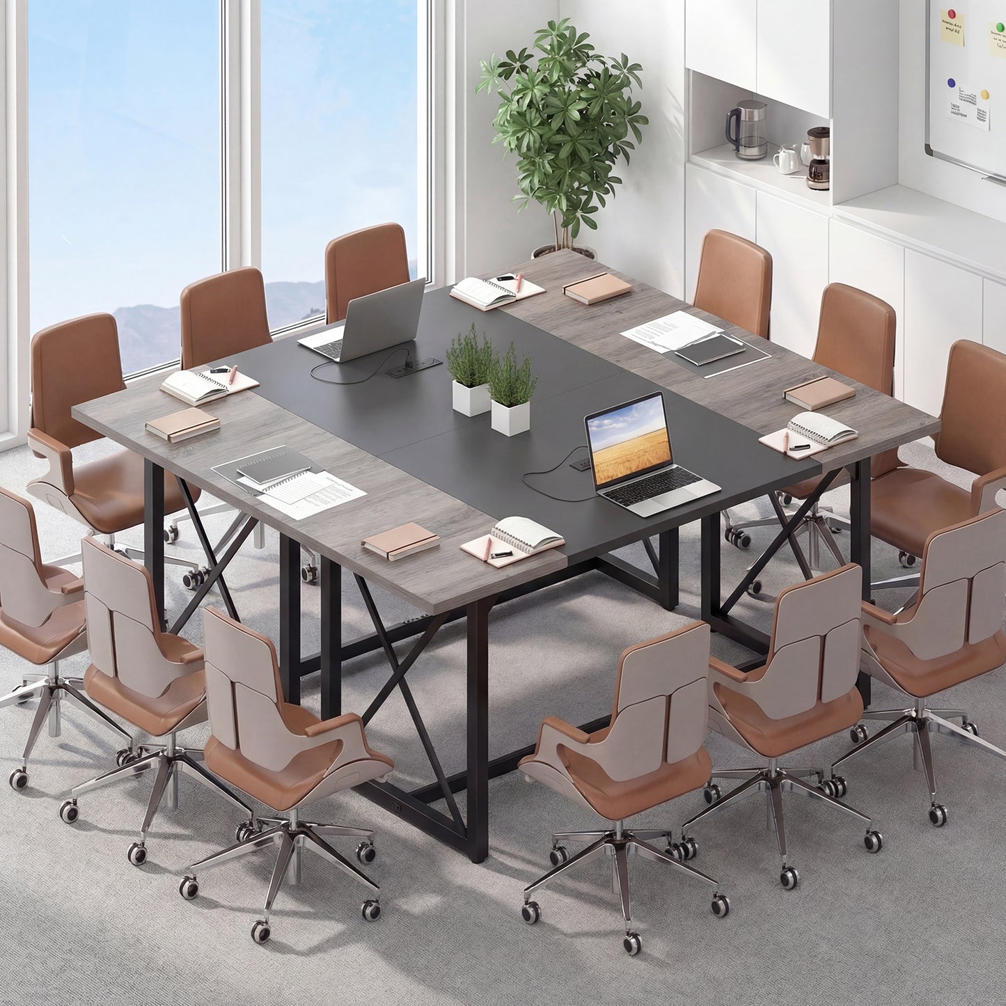 6FT Conference Table With Power Outlets, Seats 6-8 People, Natural Office Desks at Gallery Canada