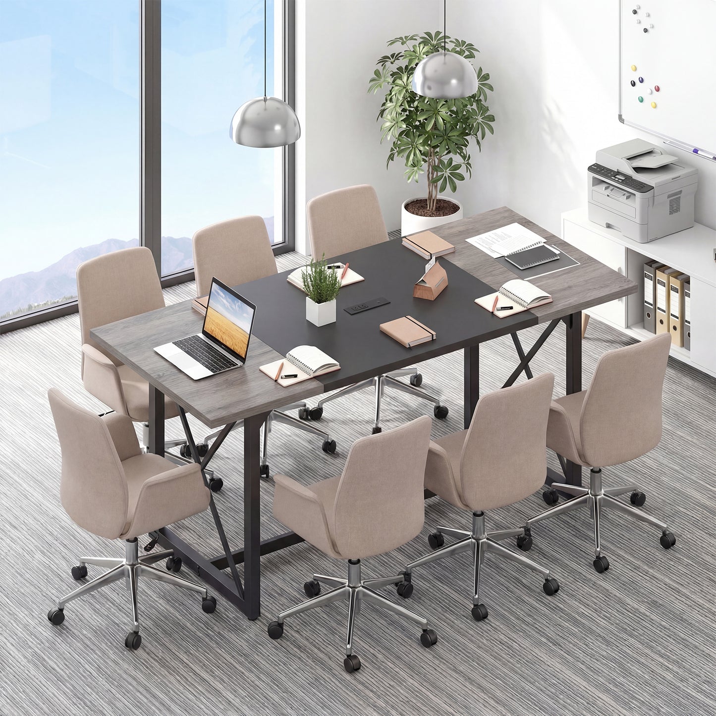6FT Conference Table With Power Outlets, Seats 6-8 People, Natural Office Desks at Gallery Canada