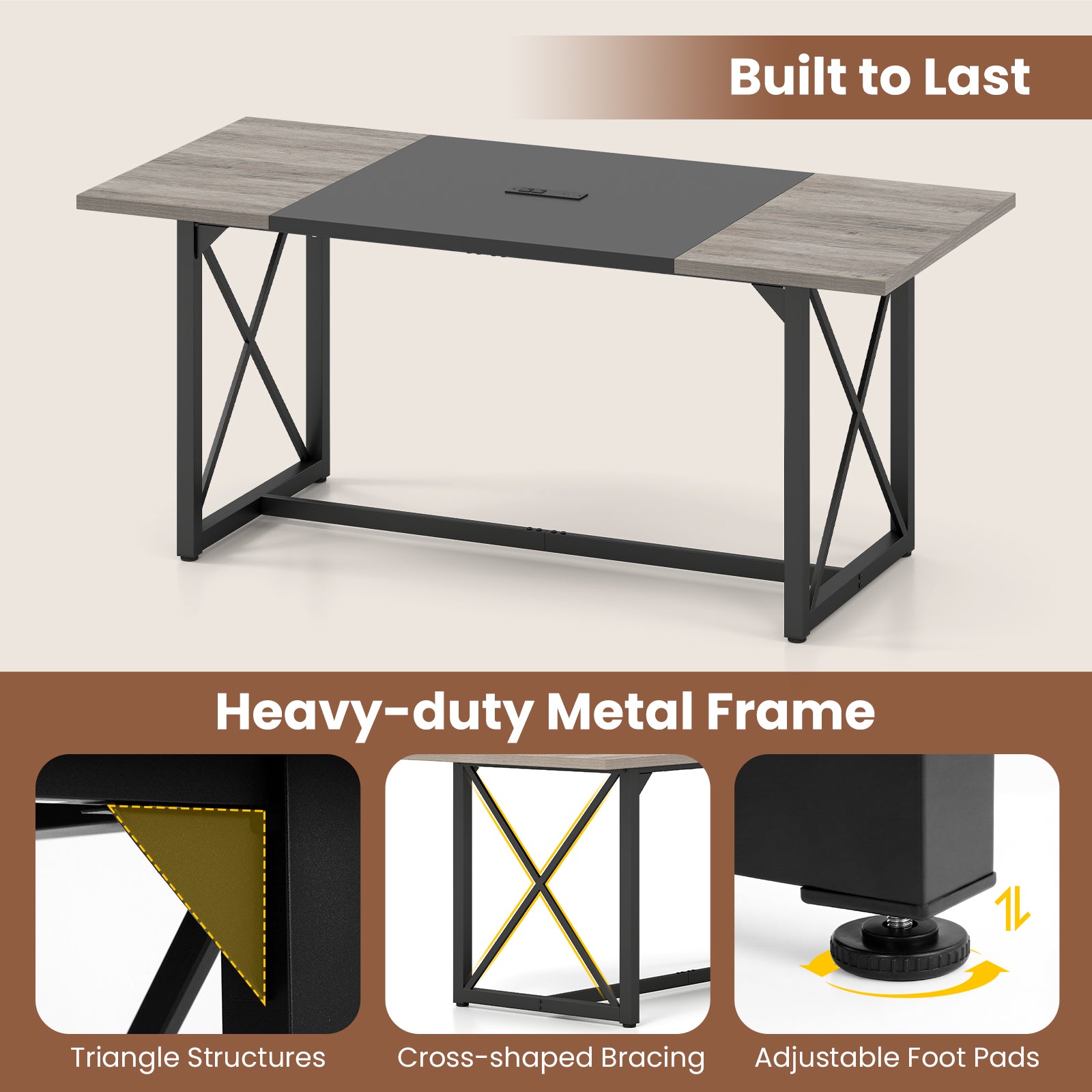 6FT Conference Table With Power Outlets, Seats 6-8 People, Natural Office Desks at Gallery Canada