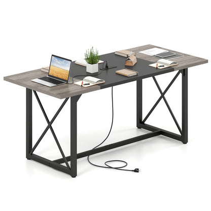 6FT Conference Table With Power Outlets, Seats 6-8 People, Natural Office Desks Natural at Gallery Canada