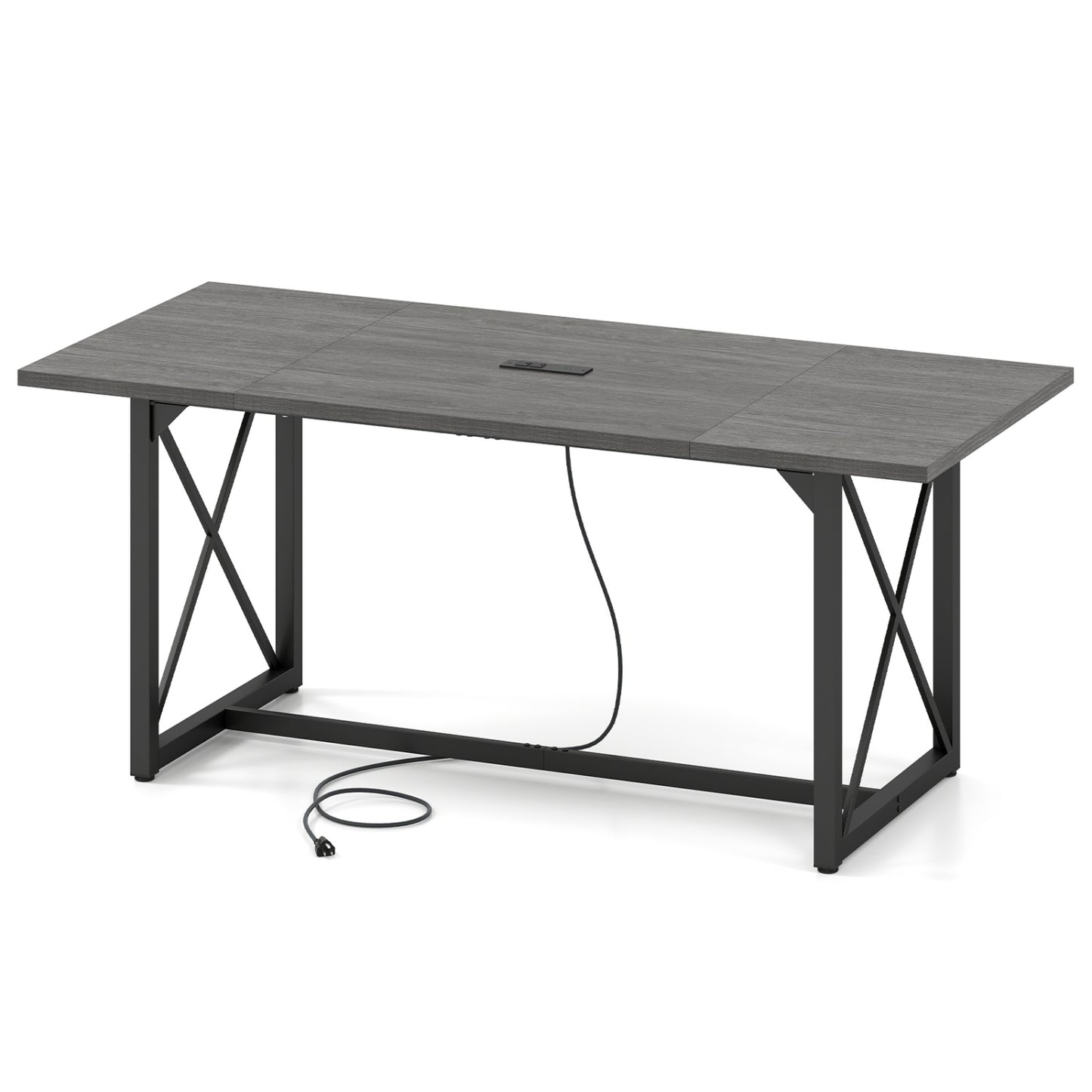 6FT Conference Table, With Power Outlets, Seats 6-8, Gray Office Desks at Gallery Canada