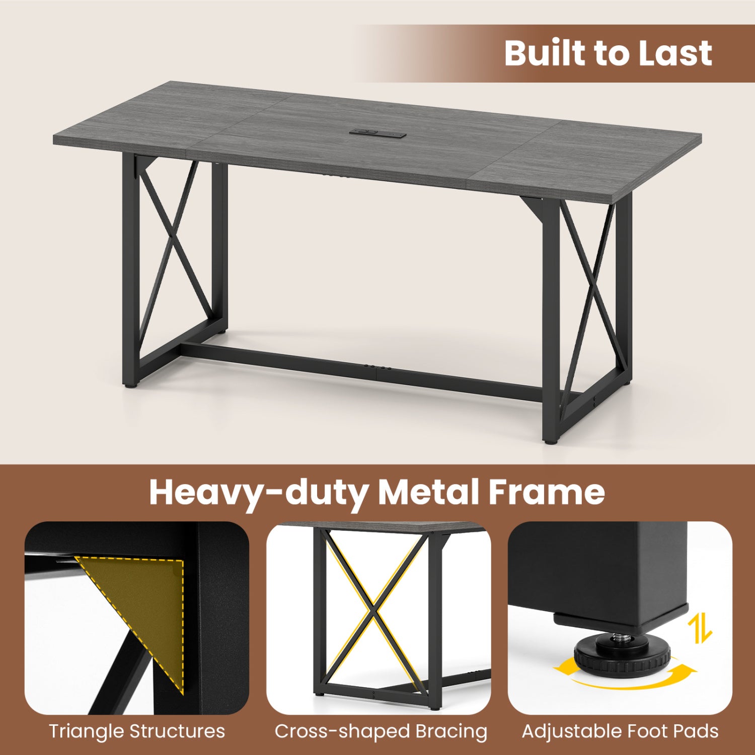 6FT Conference Table, With Power Outlets, Seats 6-8, Gray Office Desks at Gallery Canada