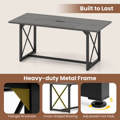 6FT Conference Table, With Power Outlets, Seats 6-8, Gray Office Desks at Gallery Canada