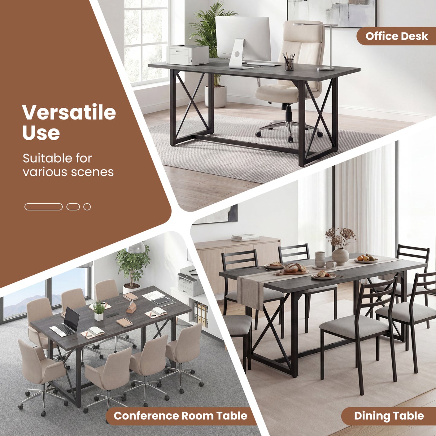 6FT Conference Table, With Power Outlets, Seats 6-8, Gray Office Desks at Gallery Canada