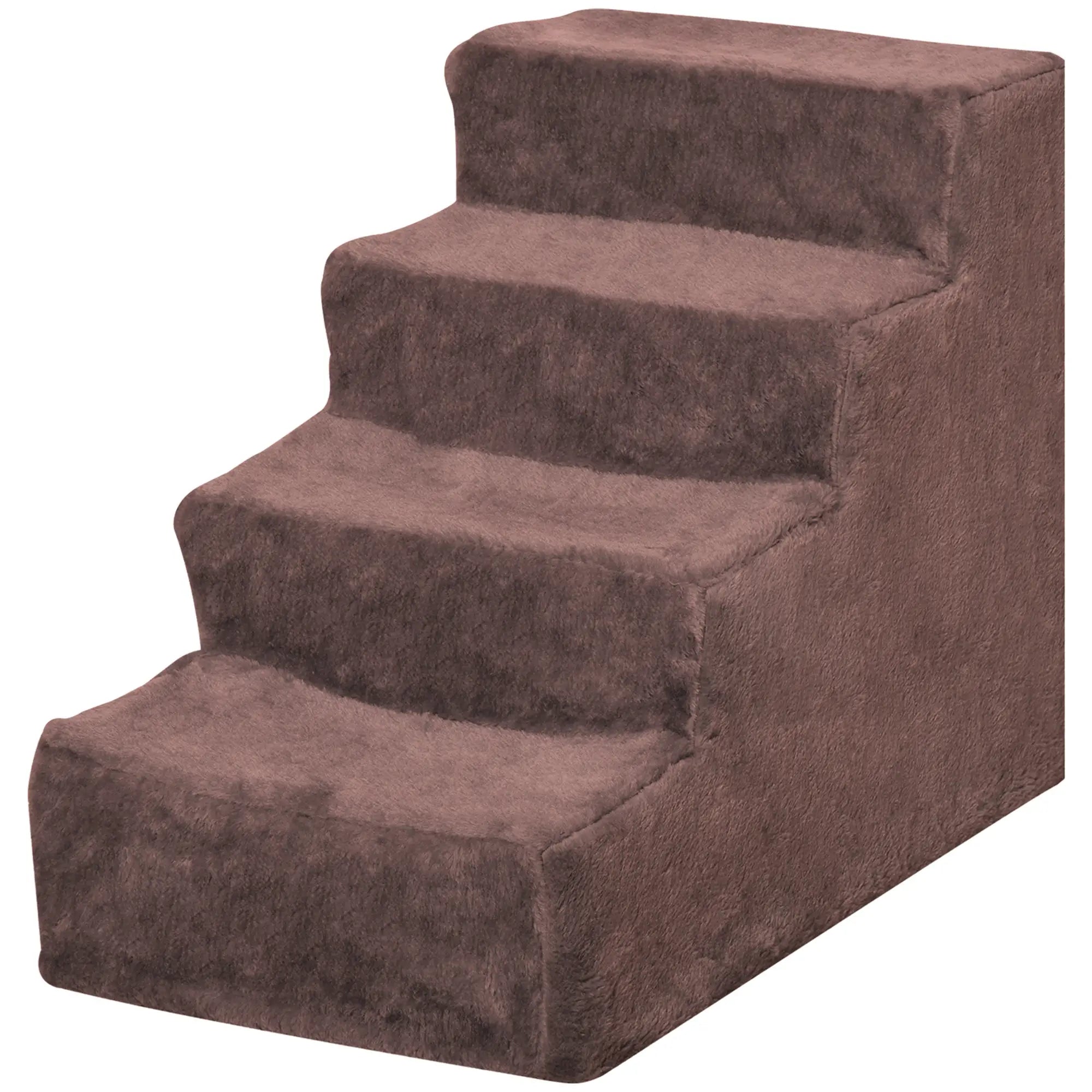 4-Step Dog Ramp for Sofa, Bed, Couch, Removable Cover, Brown Dog Stairs Brown at Gallery Canada