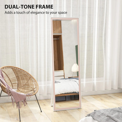 64" x 21" Full Length Mirror, Rectangular Frame, Standing, White and Pink Full Length Mirrors at Gallery Canada