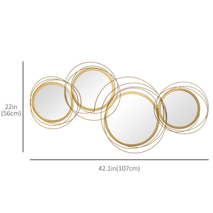 Metal Wall Art Circle Mirror, 42.25" W x 22" H, Gold Hand Painted Canvases at Gallery Canada