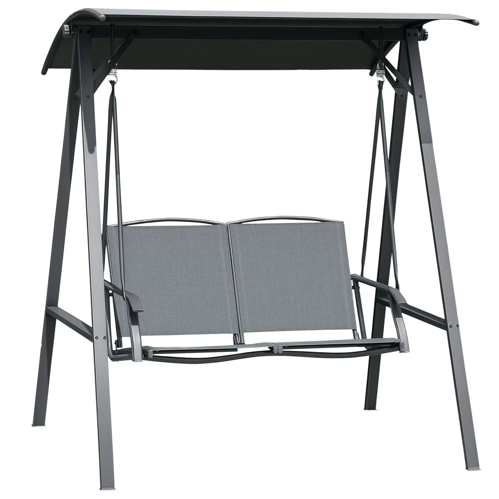 2-Seat Outdoor Porch Swing With Adjustable Canopy, Removable Seat, Steel Frame Patio Swings with Stand at Gallery Canada