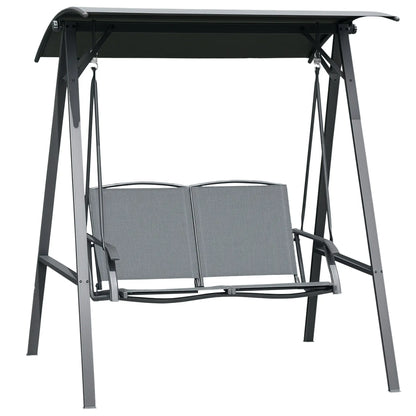 2-Seat Outdoor Porch Swing With Adjustable Canopy, Removable Seat, Steel Frame Patio Swings with Stand at Gallery Canada