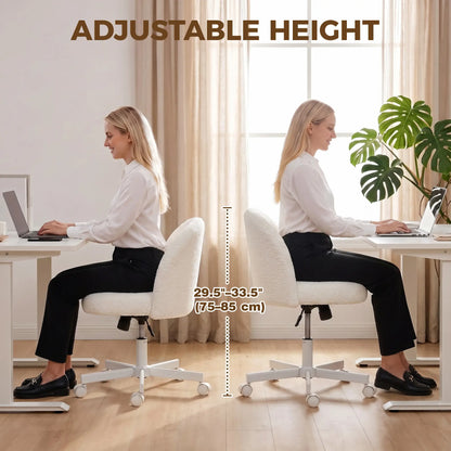 Swivel Tilt Desk Chair, Adjustable Height, Wheels, Cream White