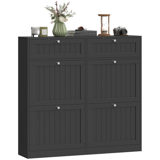 Shoe Cabinet With 2 Large Flip Drawers, Farmhouse Narrow, Black Shoe Storage Cabinets & Racks Black at Gallery Canada