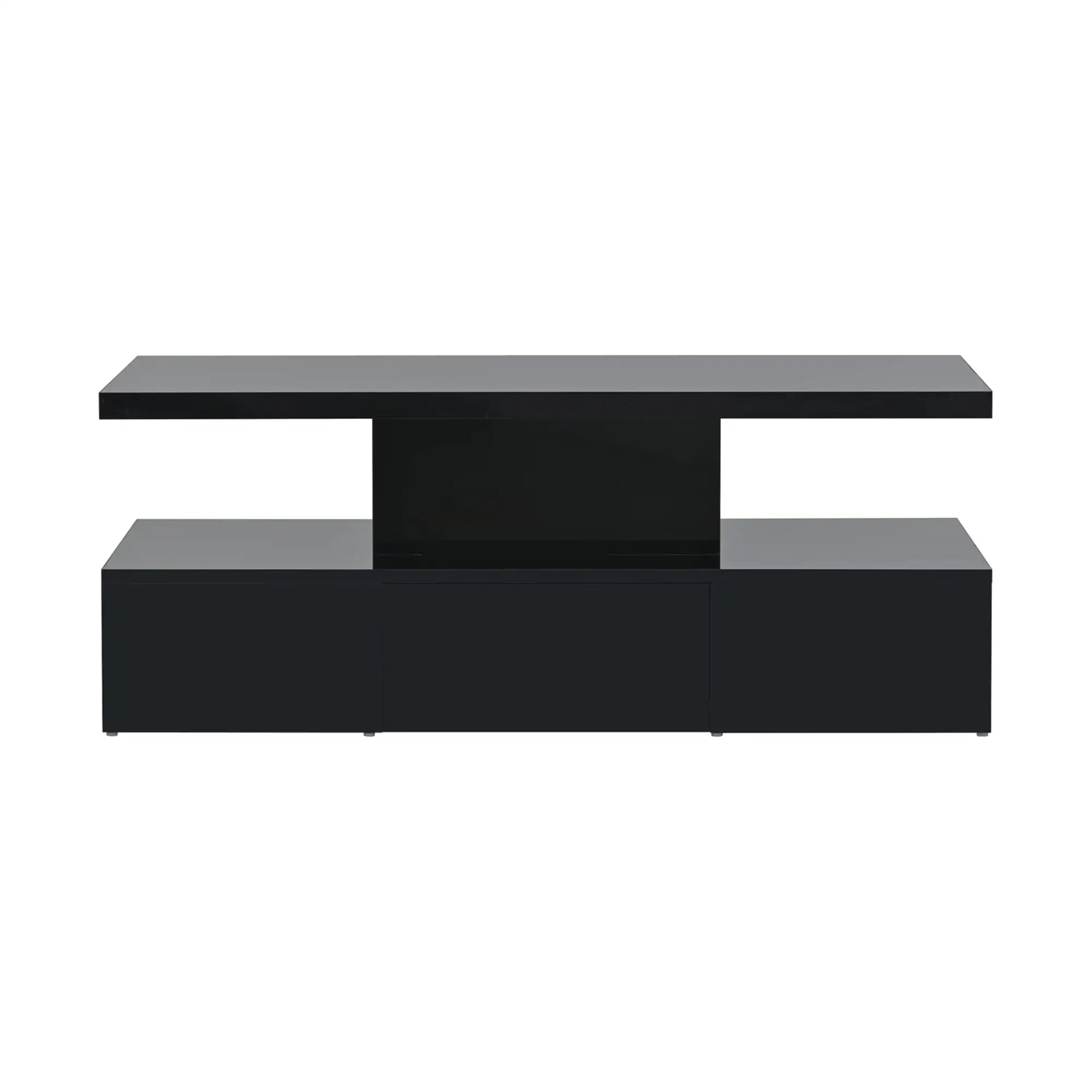 High-Gloss Coffee Table, Hidden Drawer, 39.5