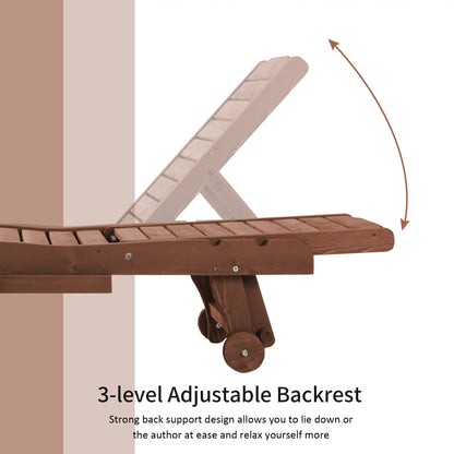 Wooden Outdoor Lounge Chair, Adjustable Patio Chaise Recliner, Brown Chaise Loungers at Gallery Canada