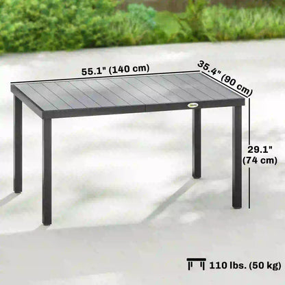 Rectangular Patio Table For 6, Wood-Plastic Composite Top, Steel Frame, Grey Patio Dining Tables at Gallery Canada
