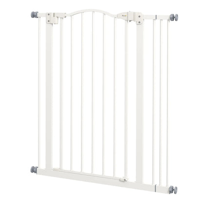 Extra Tall Dog Gate with Door, Pressure Fit, Auto Close, 29"-34", White Houses, Kennels & Pens White at Gallery Canada