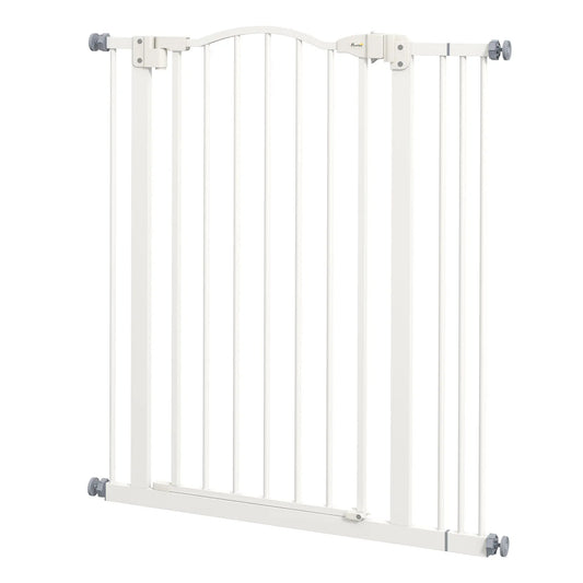 Extra Tall Dog Gate with Door, Pressure Fit, Auto Close, 29"-34", White Houses, Kennels & Pens White at Gallery Canada